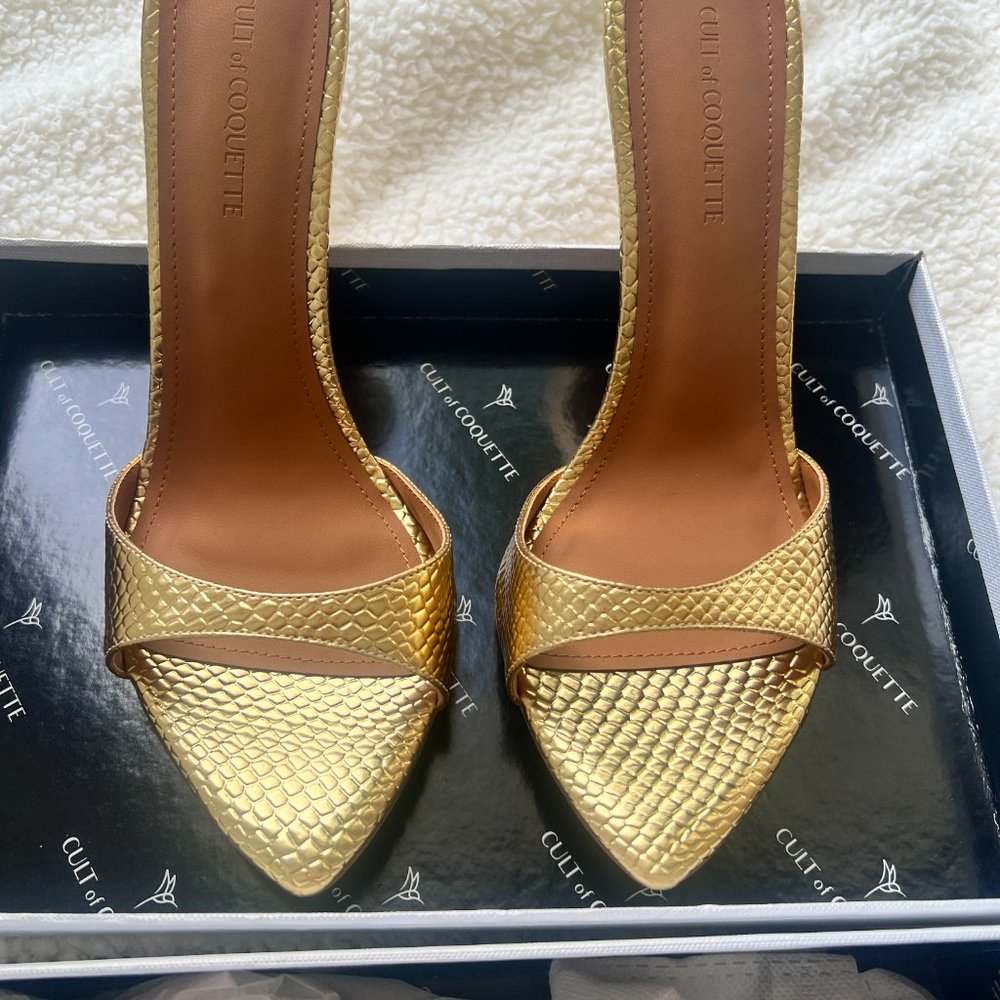 GIA GOLD VEGAN MULES